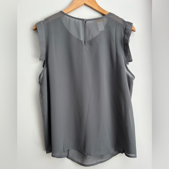 Vieha Sleevless Sheer Blouse Top Grey Large Women's - Picture 2 of 5
